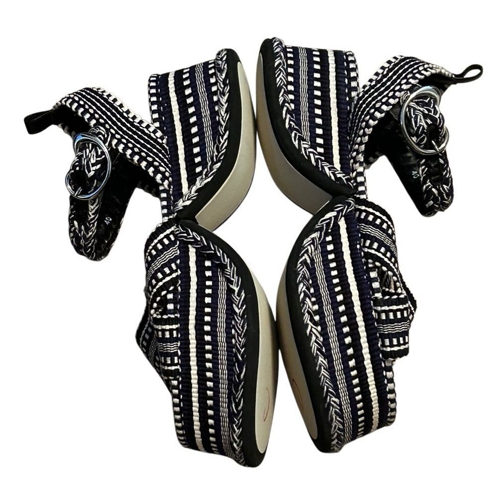 Amambaih Beatriz Platform Sandal Tapestry Noche Black White Blue Meril 40 9 - Picture 12 of 14